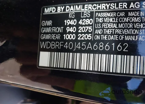 2005 Mercedes-Benz C 230 Kompressor Sport z USA, uszkodzony, nr VIN WDBRF40J45A686162